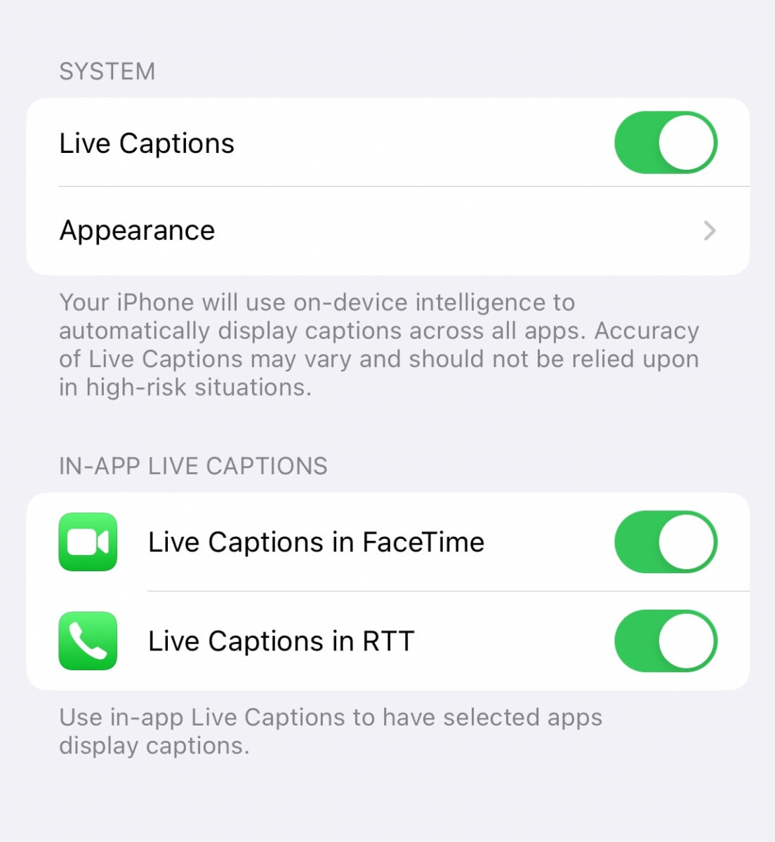 Enable Live Captions on Apple iPhone