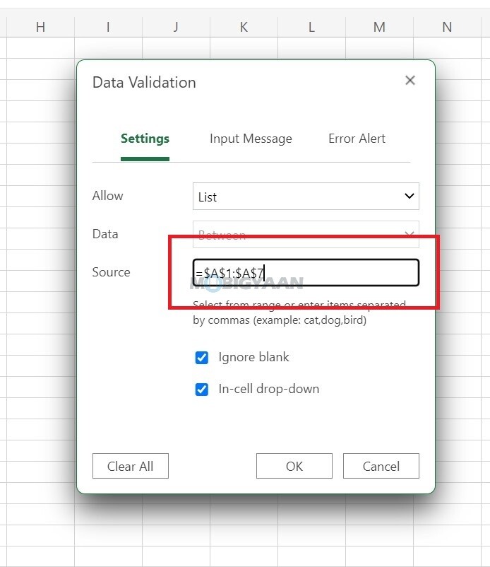 How to add a drop down list in Microsoft Excel 2