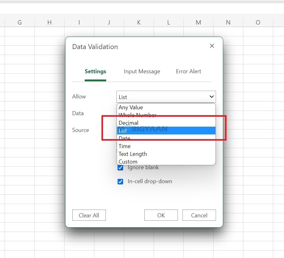 How to add a drop down list in Microsoft Excel 4