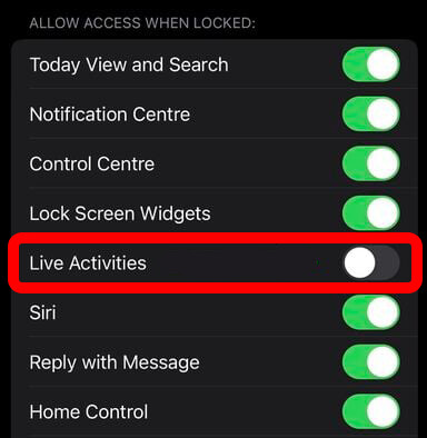 Enable Live Activities on Apple iPhone
