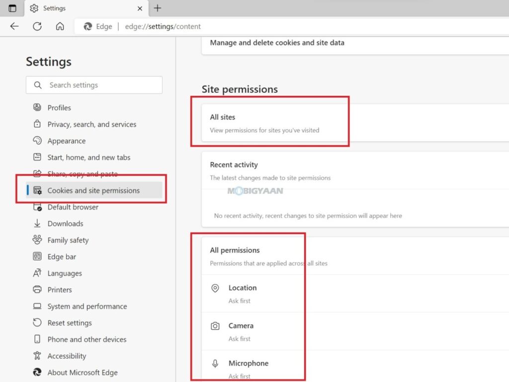 Disable Site Permission Microsoft Edge 1
