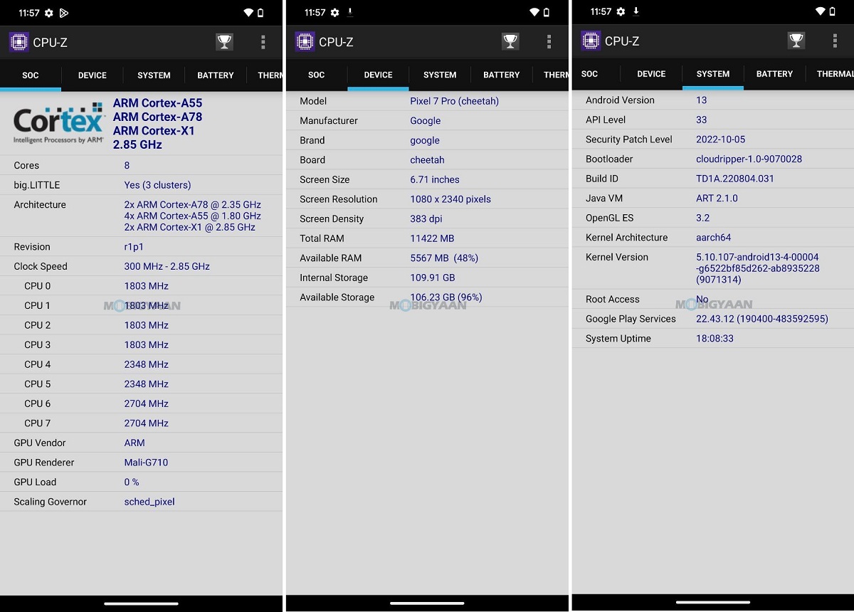 Google Pixel 7 Pro Review Android 13 Performance CPU Z Benchmarks 3