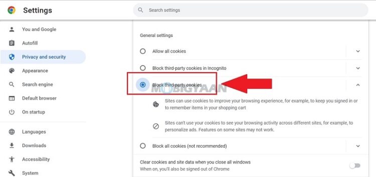 How to automatically block third-party cookies in Google Chrome