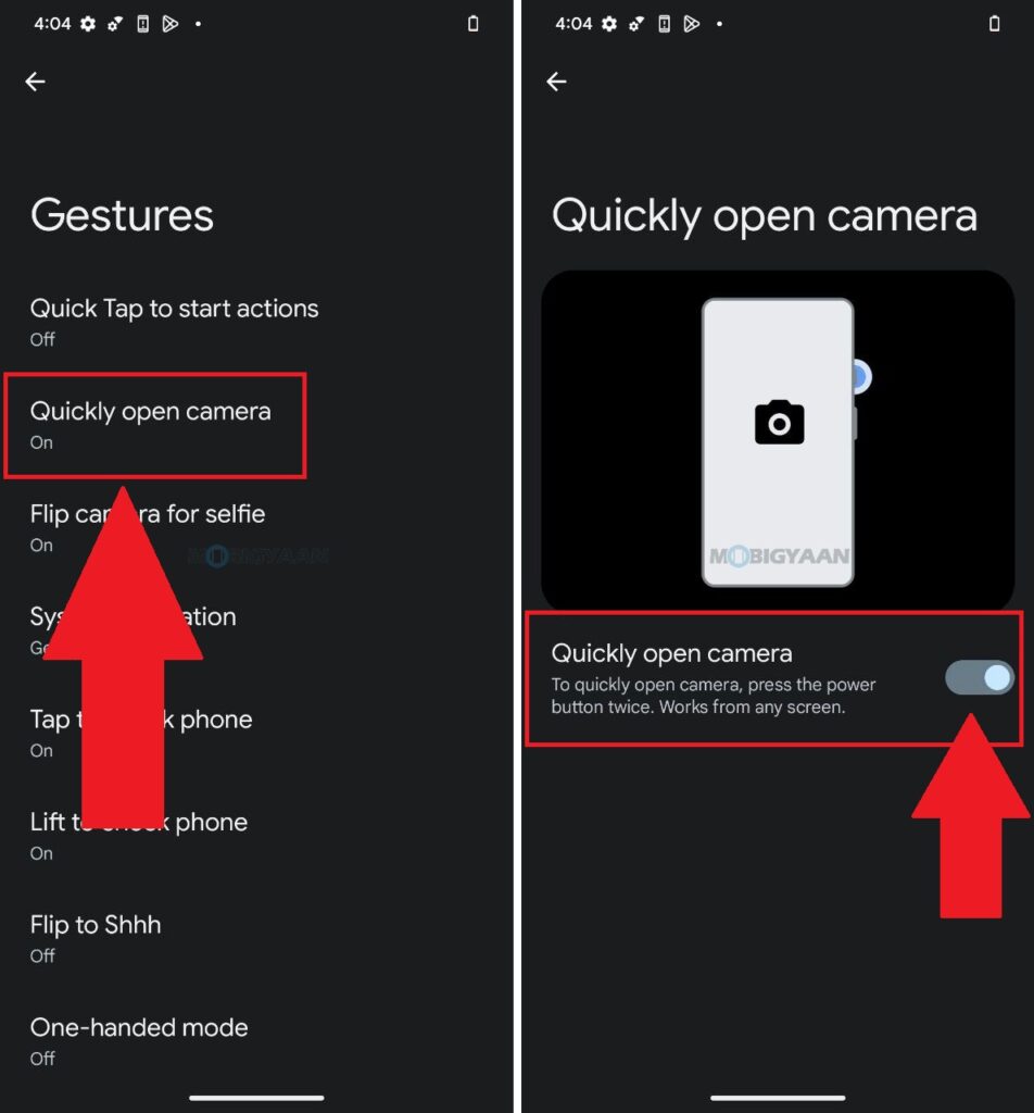 open camera in google