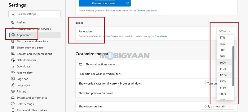 How to set default zoom in Microsoft Edge Windows 11 5