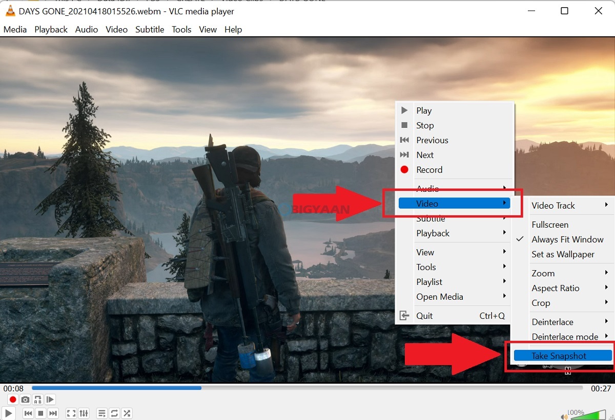 How to take screenshots of videos in VLC player