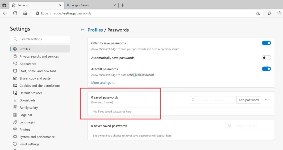 View Saved Passwords Microsoft Edge 2