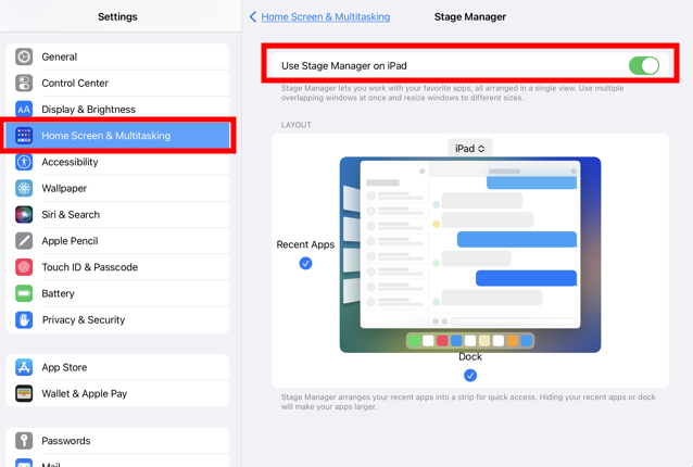 Enable Stage Manager on Apple iPad