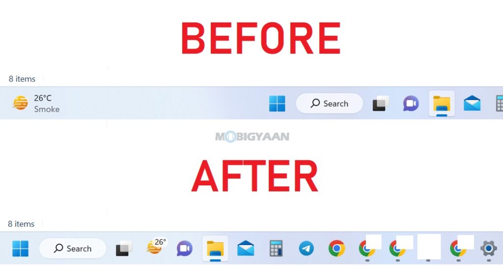 How to move icons on the left side in Taskbar Windows 11 3