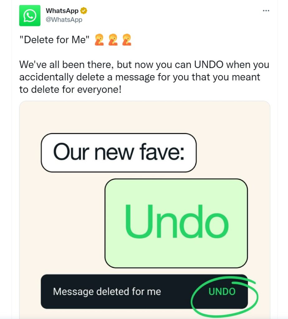 WhatsApps latest feature lets you undo Delete For Me option