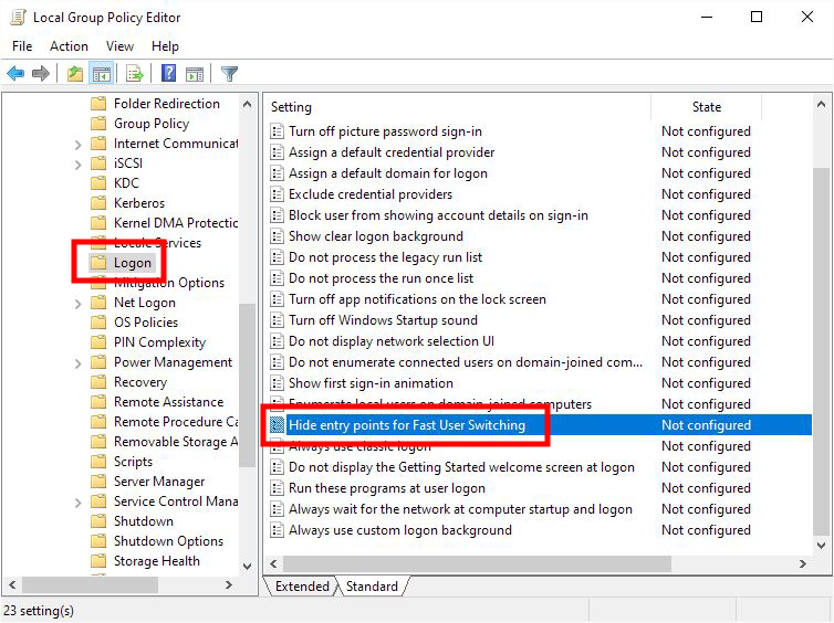 Disable Fast User Switching in Windows 11