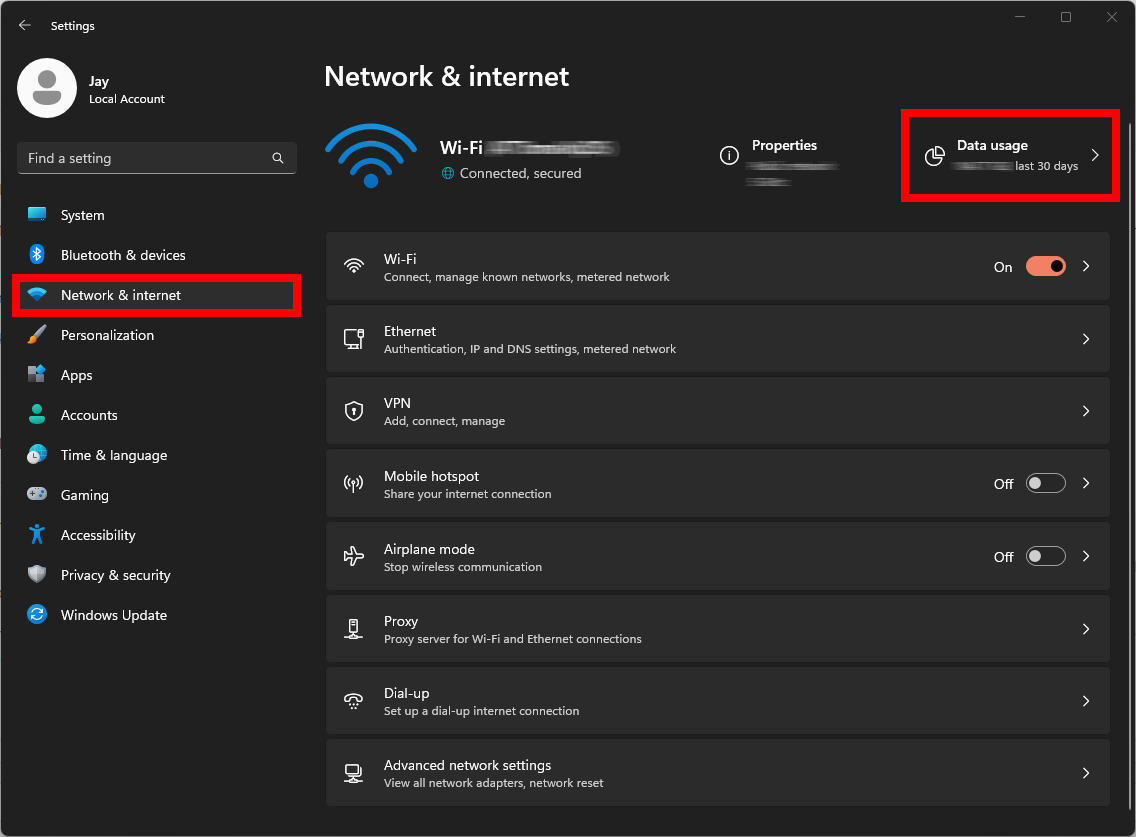 Windows 11 Network Data Usage