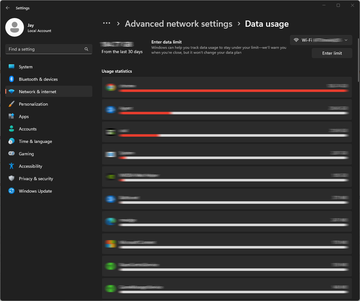 Windows 11 Network Data Usage
