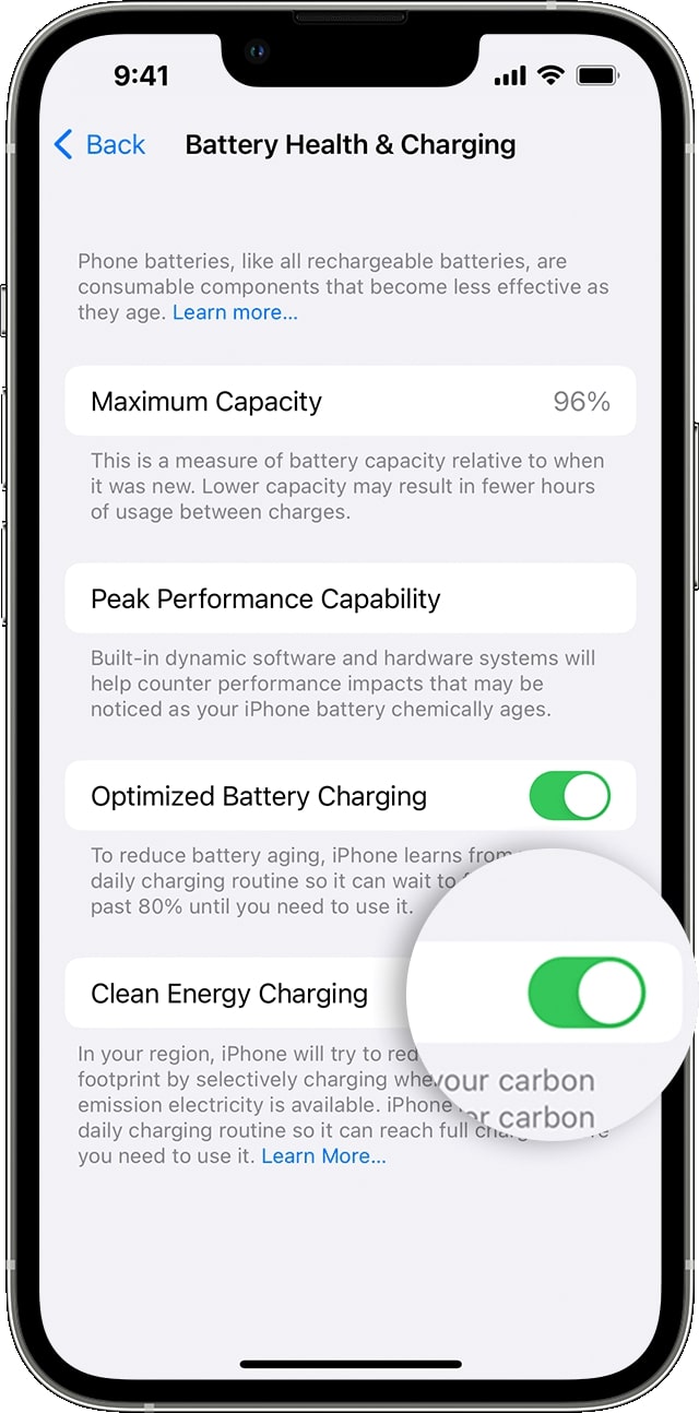 Apple iPhone Clean Energy Charging