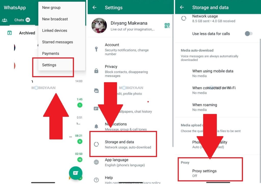 How to add a proxy in WhatsApp