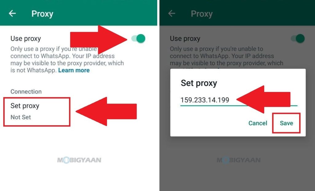 How to add a proxy in WhatsApp