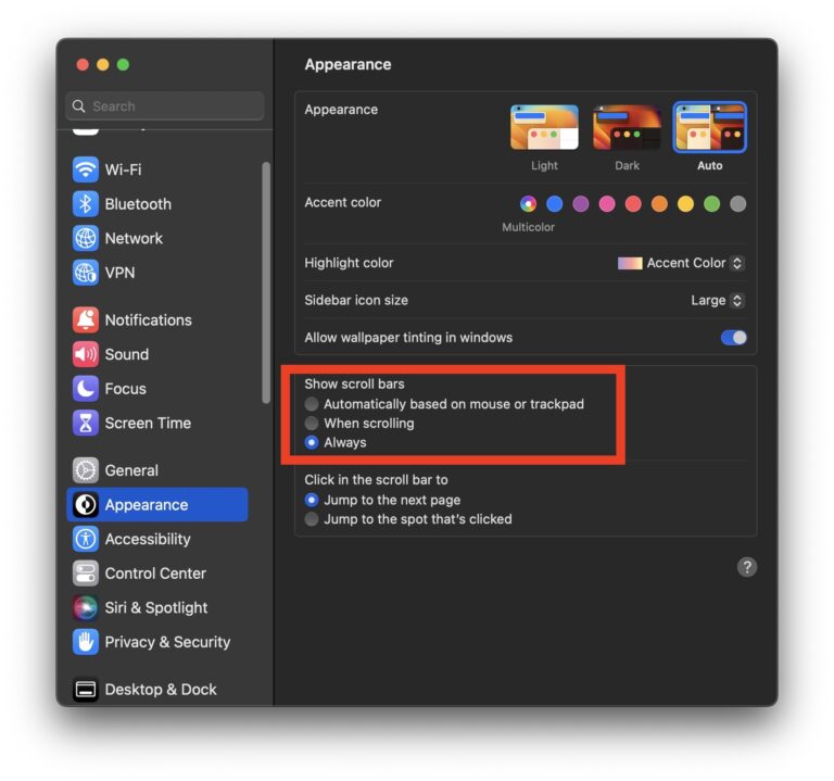 Apple Mac Always Show Scroll Bars