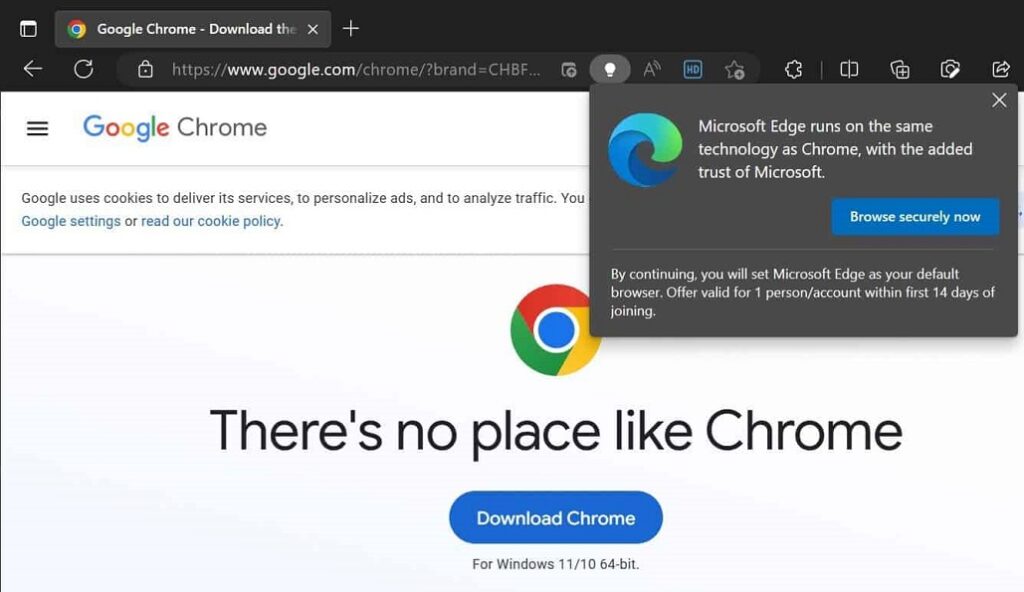 Microsoft pays to switch to Edge from Chrome on Windows