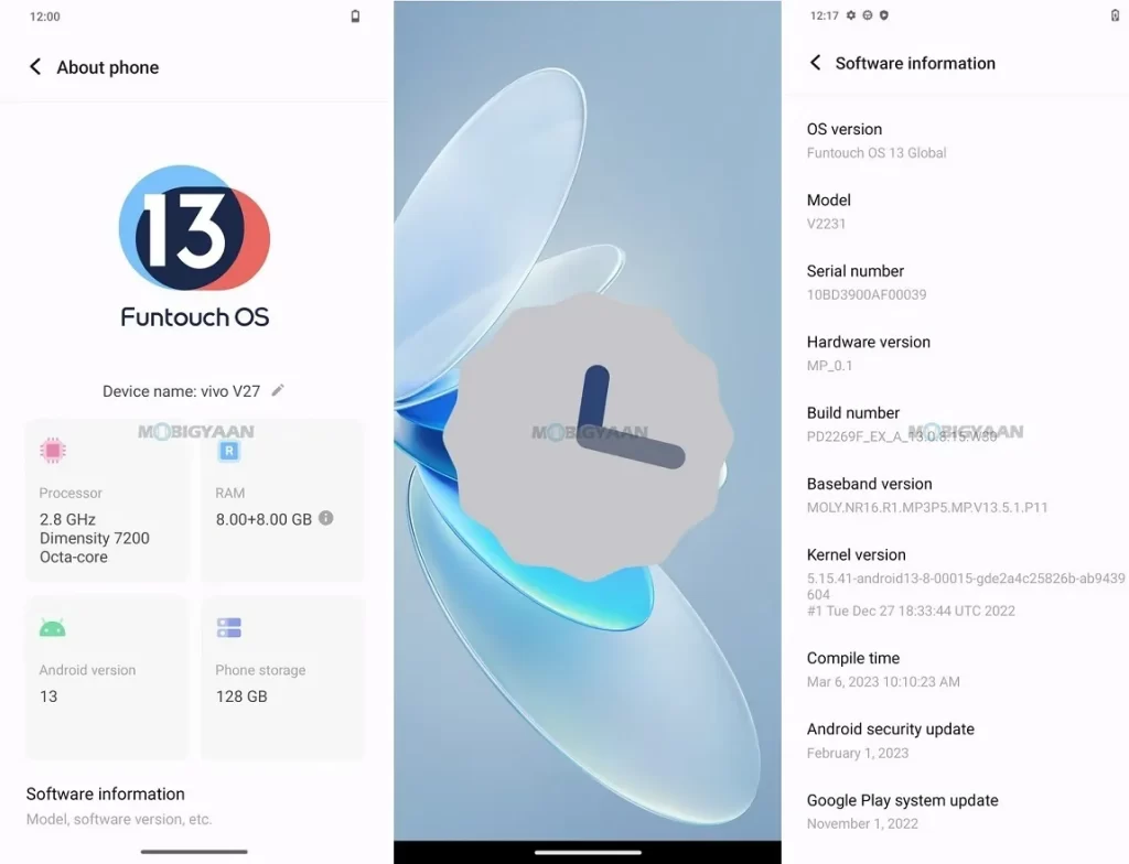 vivo V27 Review FunTouchOS 13 About