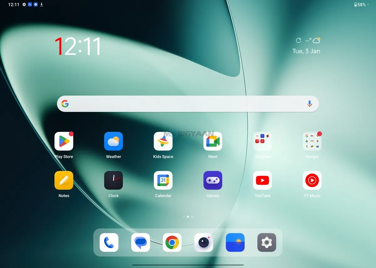 OnePlus Pad Review Tablet OxygenOS 13.1 Homescreen
