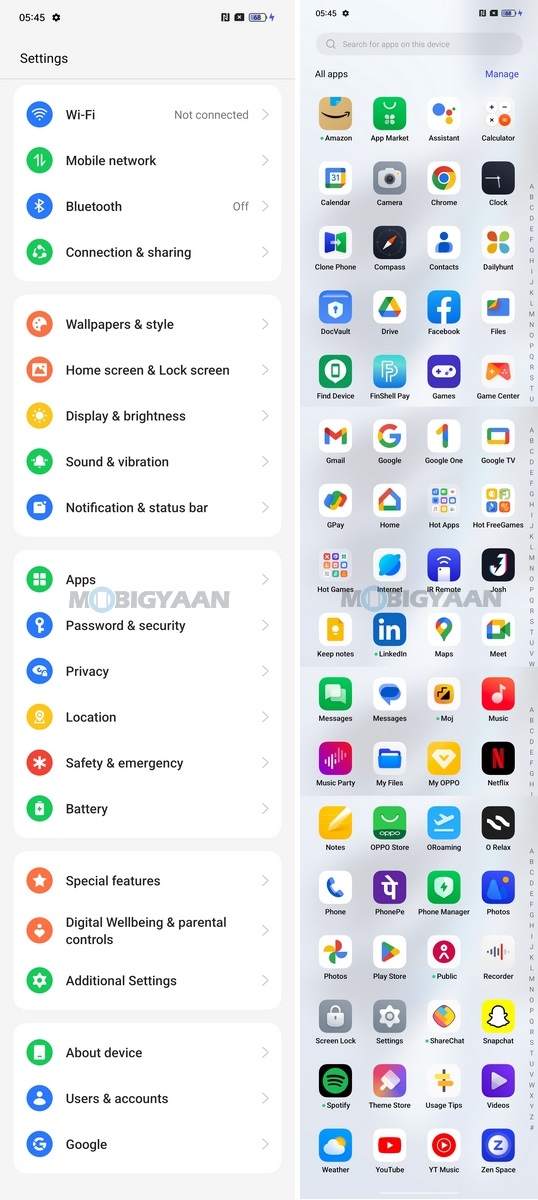 OPPO Reno10 5G Review ColorOS 13.1 Settings Apps
