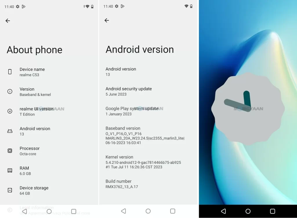 realme C53 Review realme UI T Edition Android 13 About