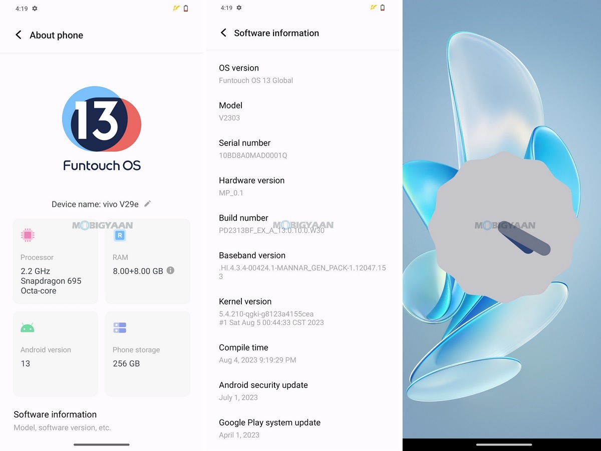 vivo V29e Review FunTouch OS 4.0 About