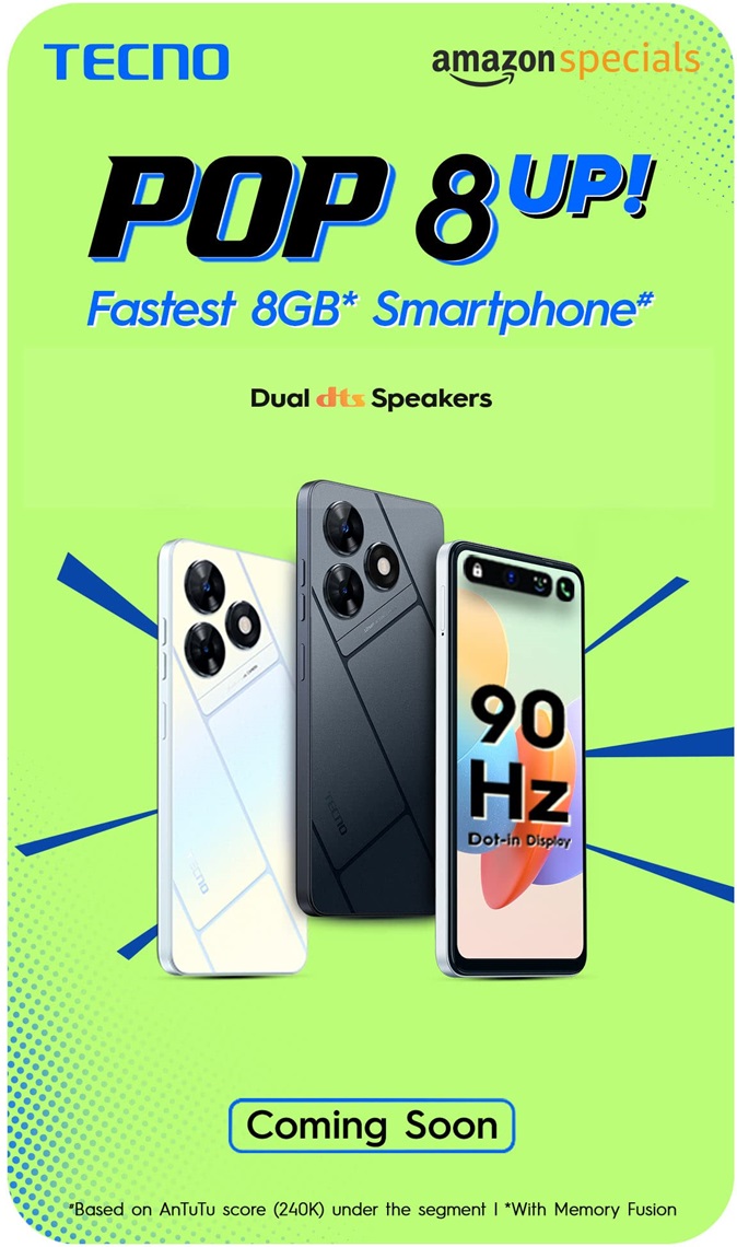 TECNO POP 8 set to launch in India on 3rd January, said to be the