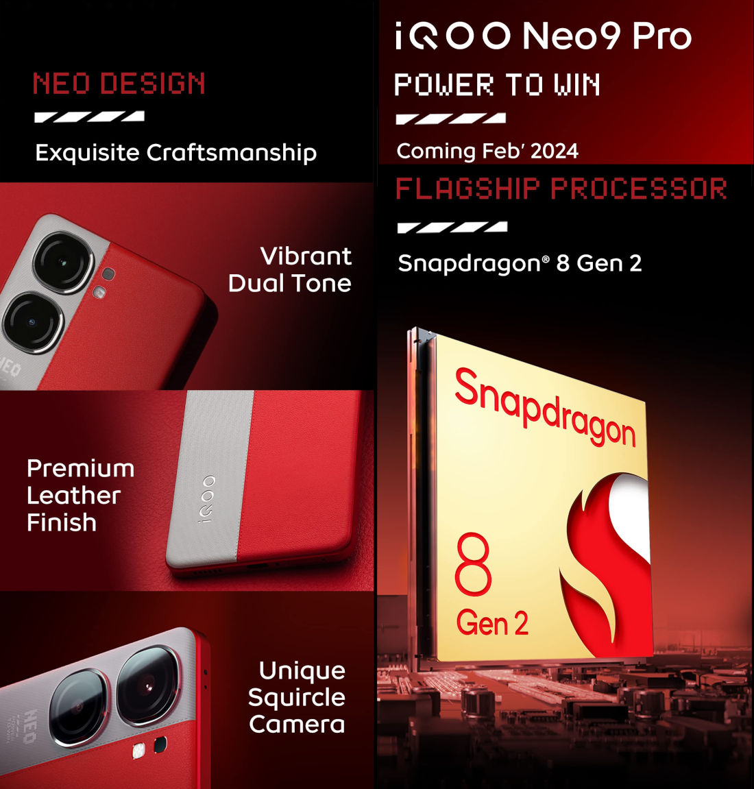 iQOO Neo9 Pro Snapdragon 8 Gen 2 Leather Back Teaser