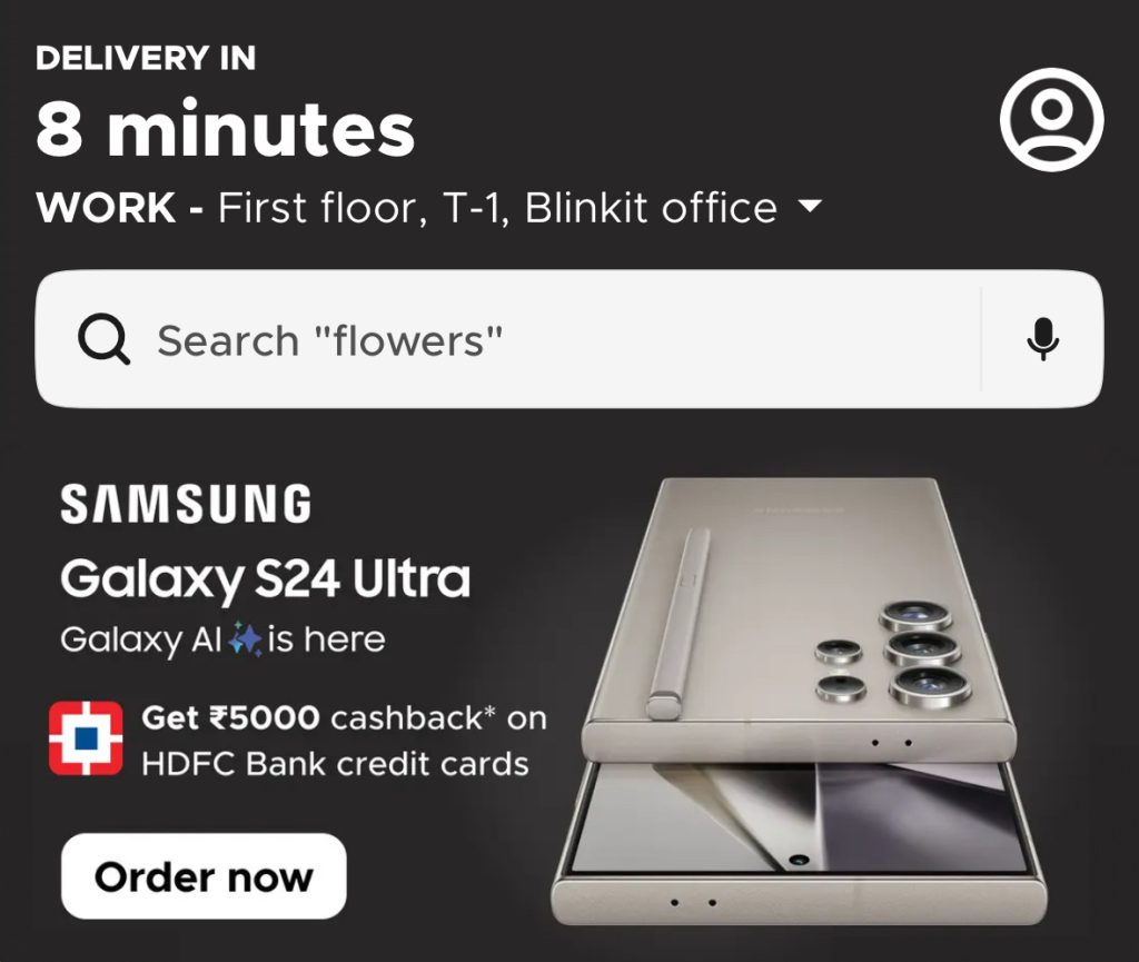 samsung blinkit 10 minute delivery galaxy s24 series india