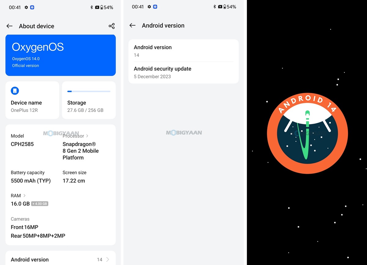 OnePlus 12R Review OxygenOS 14 About Android 14