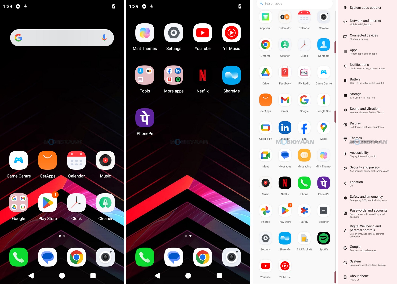 POCO C61 Review Android 14 Homescreen