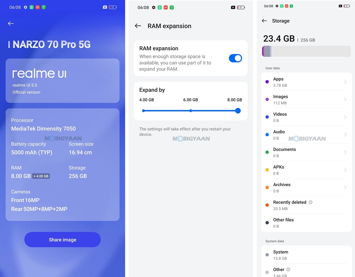 realme narzo 70 Pro 5G Review realme UI 5.0 About CPU RAM ROM