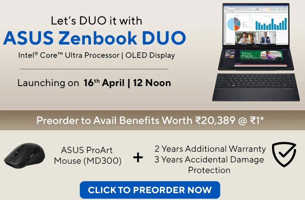 ASUS Zenbook DUO UX8406MA OLED 2024 Pre booking India 1