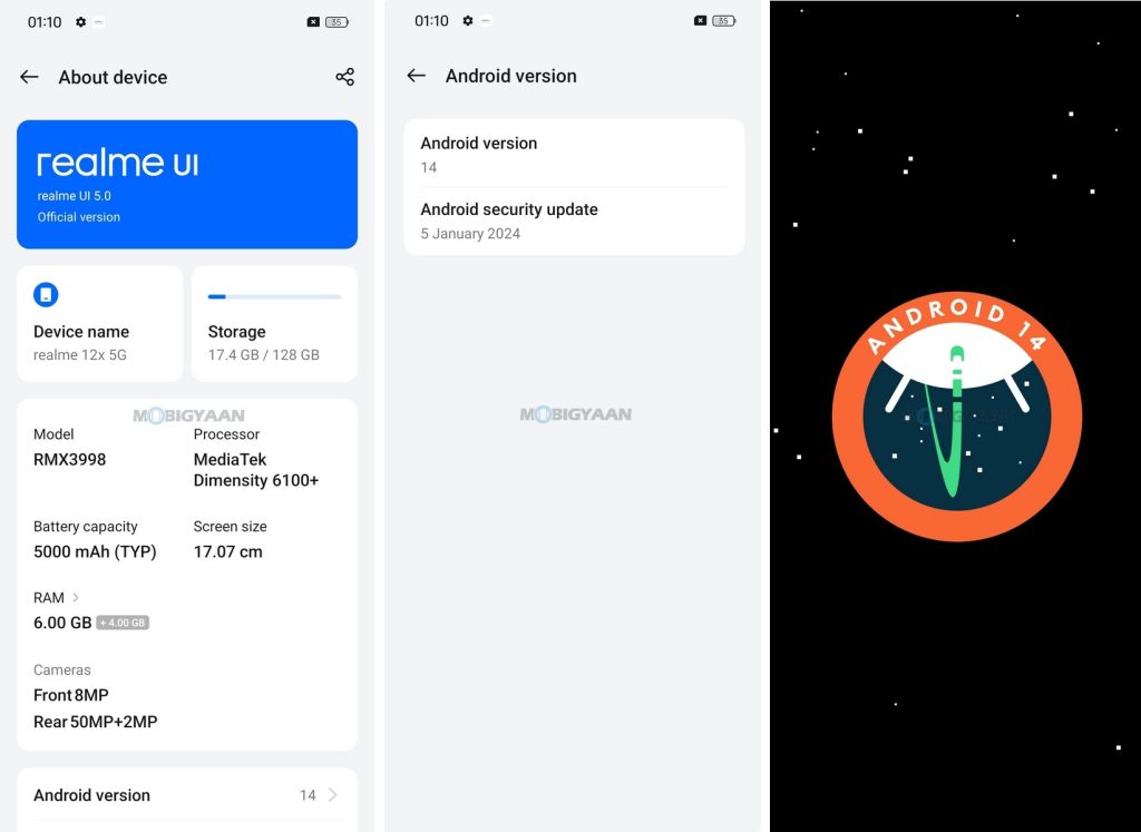 realme 12x 5G Review realme UI 5.0 About Android 14