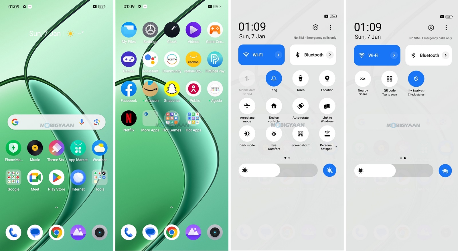 realme 12x 5G Review realme UI 5.0 Homescreen Control Center