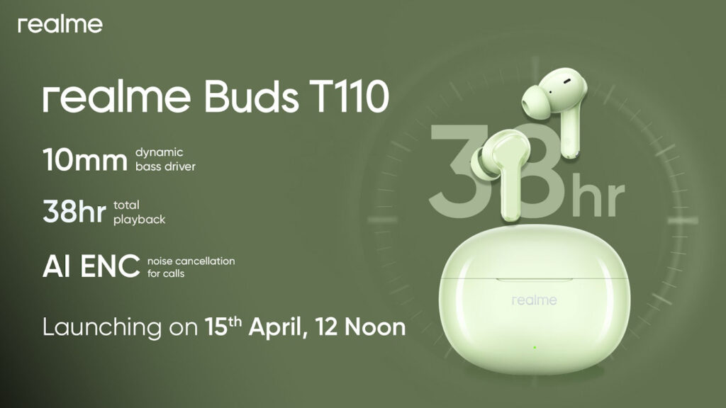 realme Buds T110 India Launch Date 15th April Teaser