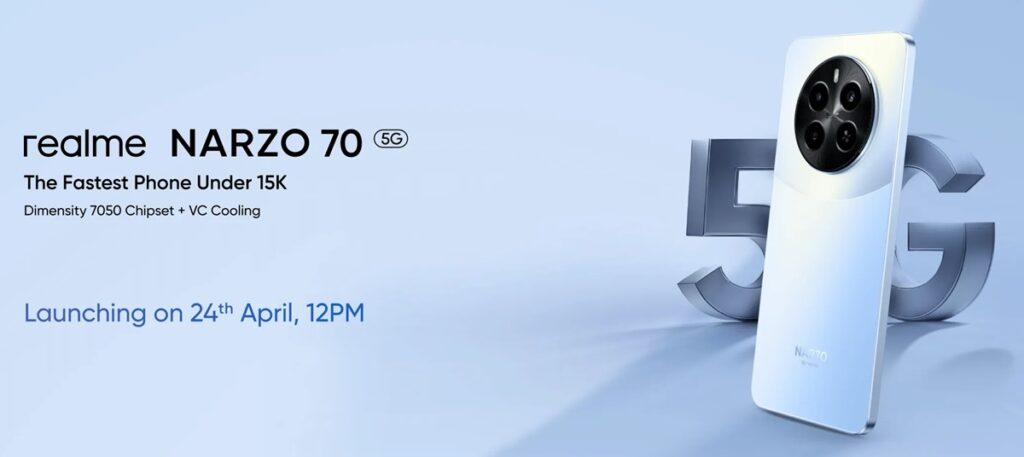 realme narzo 70 5G India Launch Date 24th April Teaser