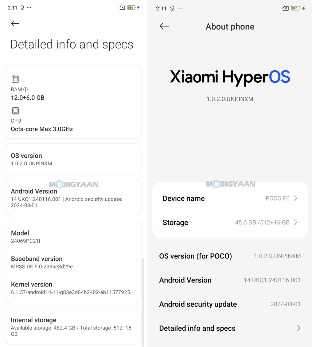 POCO F6 5G Review HyperOS About Specs CPU RAM ROM