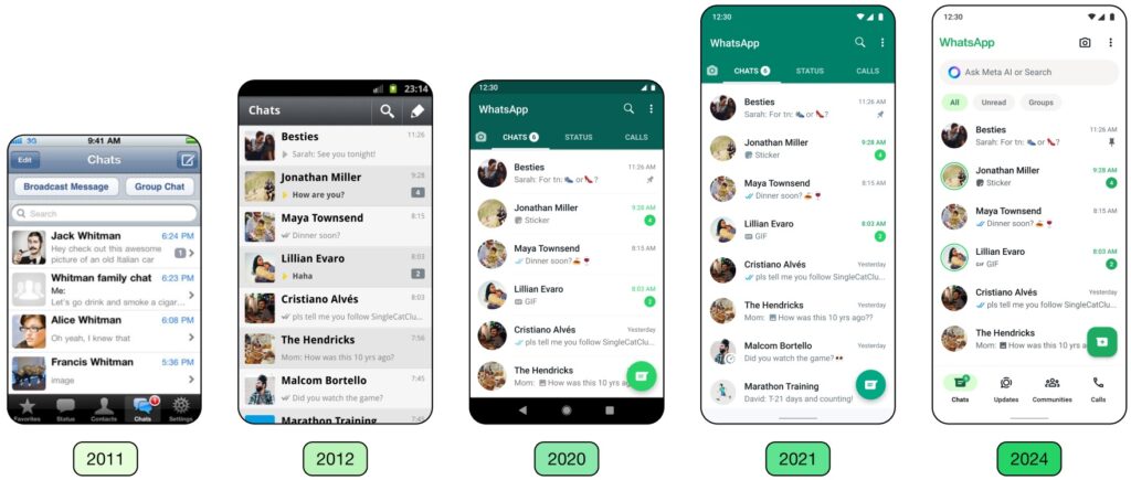 WhatsApp Design Iterations 2011 2024