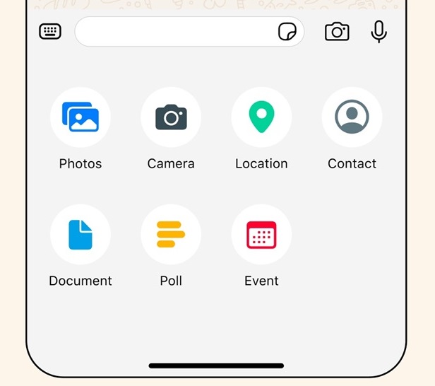 WhatsApp New attachment tray on iOS