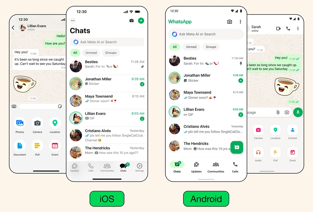 WhatsApp New iOS and Android User Interface