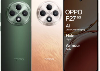 OPPO F27 5G launched in India at ₹22,999, features 7.67mm ultra-slim IP64 Armor body, 120Hz AMOLED screen, Dimensity 6300, 45W charging, 50MP OV50D camera, 32MP IMX615 selfie, Halo Light, AGC DT-Star2, and more.