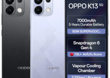 OPPO K13 5G launched in India at ₹17,999, featuring 7000mAh battery, 80W fast charging, Snapdragon 6 Gen 4, 120Hz AMOLED screen, and more 1 OPPO K13 5G launched in India at ₹17,999, featuring 7000mAh battery, 80W fast charging, Snapdragon 6 Gen 4, 120Hz AMOLED screen, and more