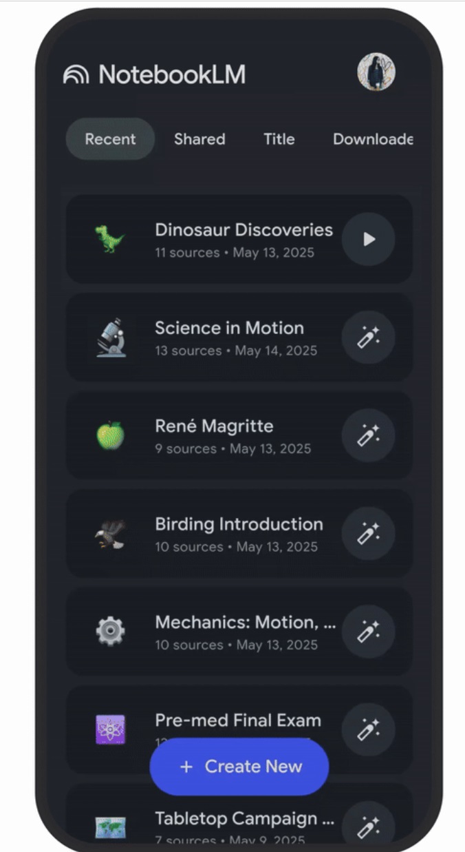 NotebookLM app mobile