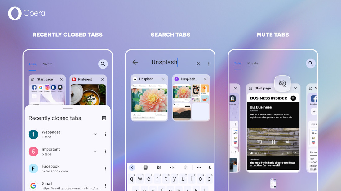 Opera for Android new Tab features