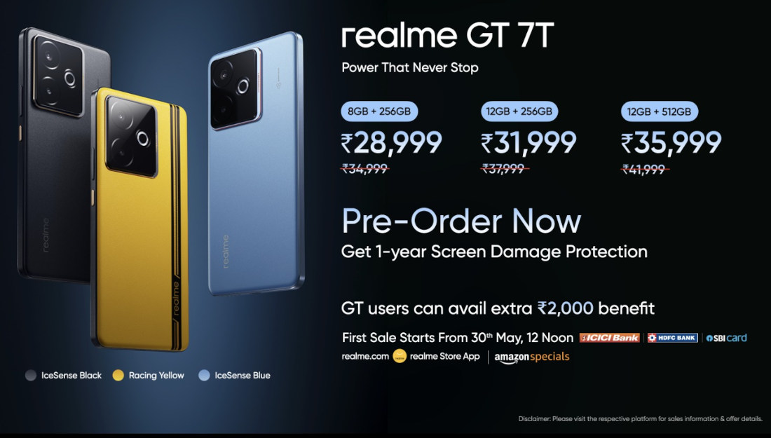 realme GT 7T India launch offers