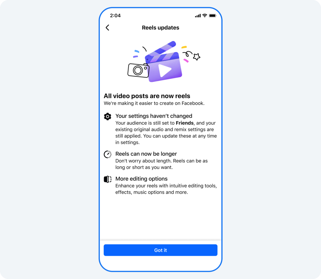 Facebook video to Reel