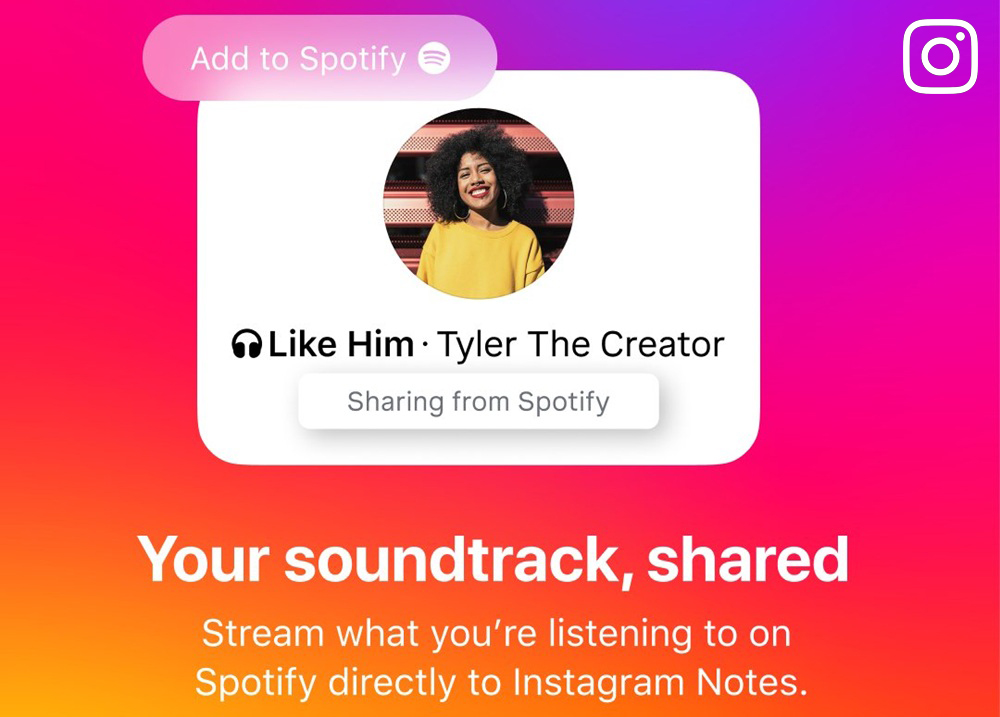 Instagram Spotify song sharing to Notes