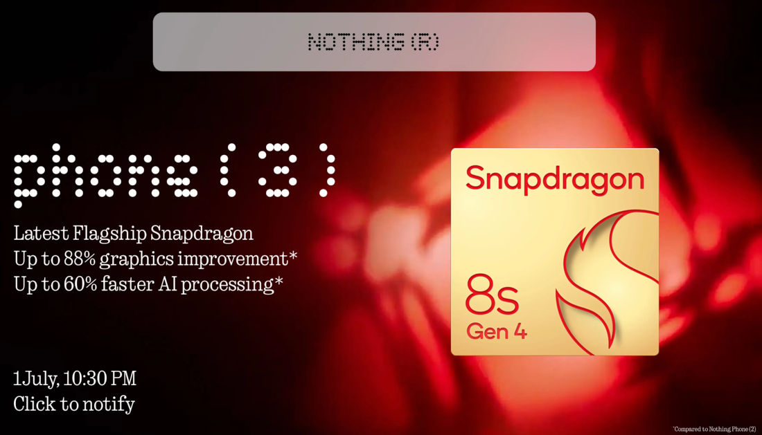 Nothing Phone 3 Snapdragon 8s Gen 4